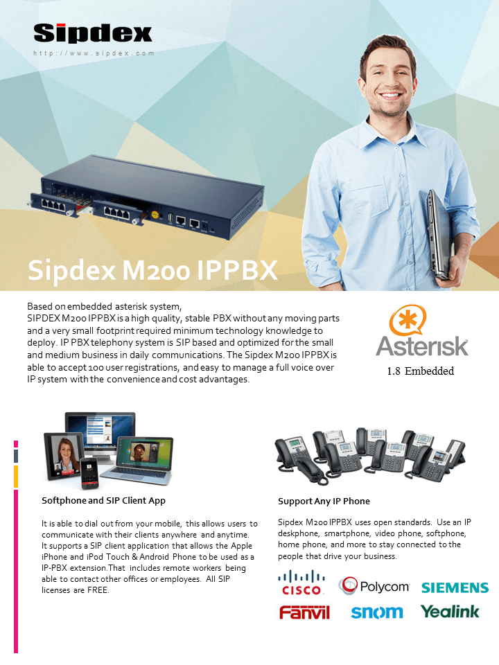 Sipdex M200 IPPBX Datasheet - www.hk-matrix.com |Sales Hotline 39001988