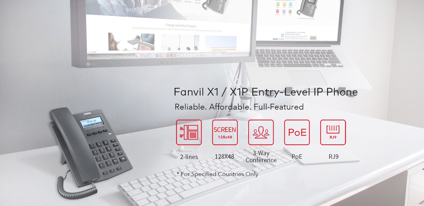 Fanvil X1P IP Phone - Support POE, 2 Line, 3 Way Conference, RJ 9 Headset, Entry Level IP Phone - Hong Kong Distributor 代理 - Hotline: 852 39001988